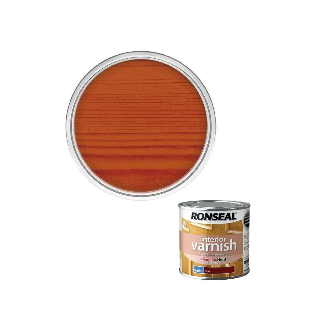 RONSEAL DIAMOND HARD INTERIOR SATIN VARNISH TEAK 250ML RONSEAL