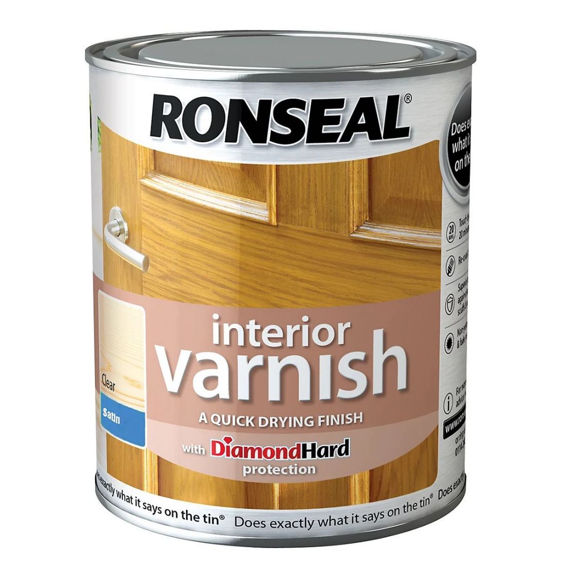 RONSEAL DIAMOND INTERIOR CLEAR SATIN VARNISH 250ML