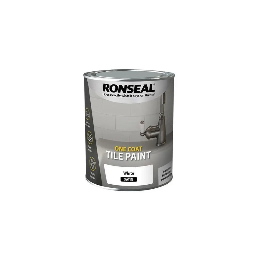 RONSEAL ONE COAT TILE PAINT SATIN WHITE 750ML RONSEAL