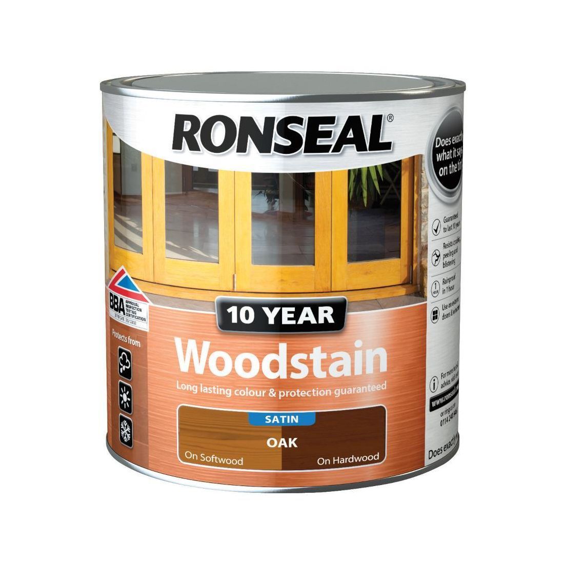 Ronseal 10 Year Satin Woodstain Oak 750ml