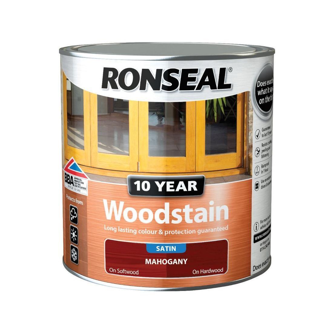 Ronseal 10 Year Satin Woodstain Mahogany 2.5l