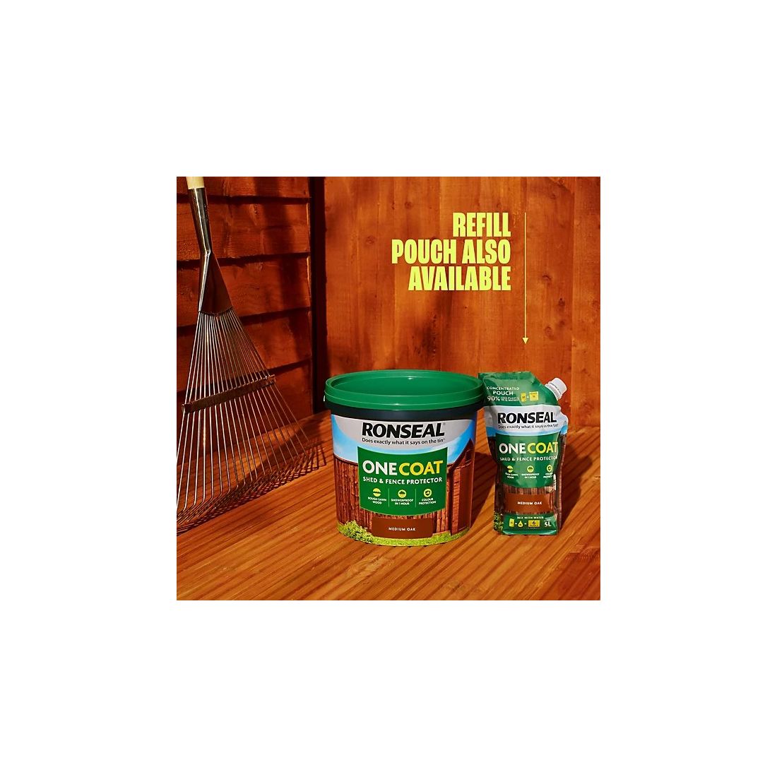 Ronseal One Coat Shed & Fence Protector Medium Oak 12l