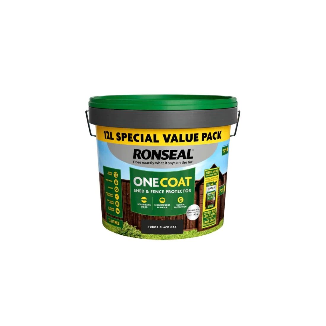 Ronseal One Coat Shed & Fence Protector Tudor Black Oak 12l