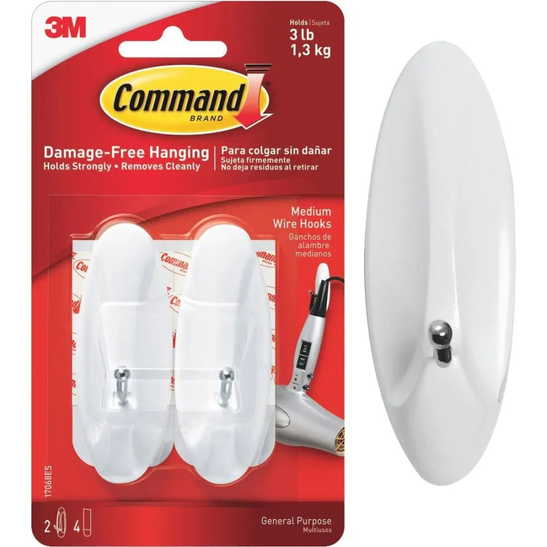 3M COMMAND MEDIUM WIRE HOOK PACK OF TWO ORIGO