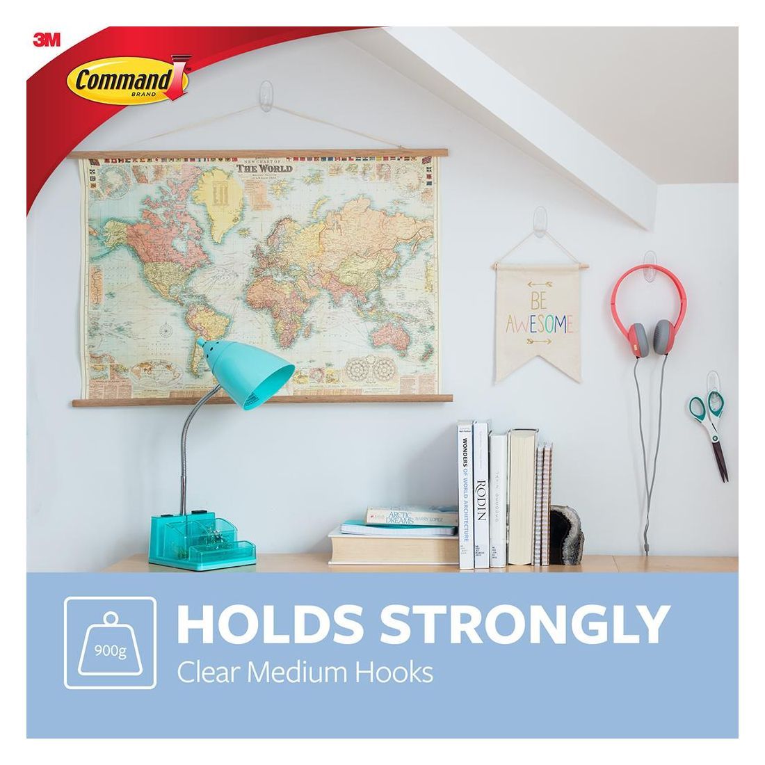 3M COMMAND MEDIUM HOOKS CLEAR PACK OF 2