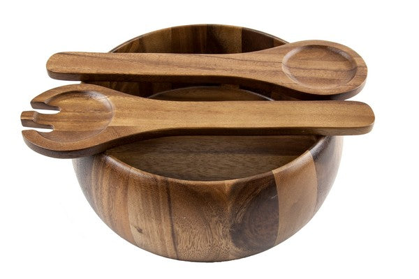 ACACIA SALAD BOWL 25 CM & SERVERS