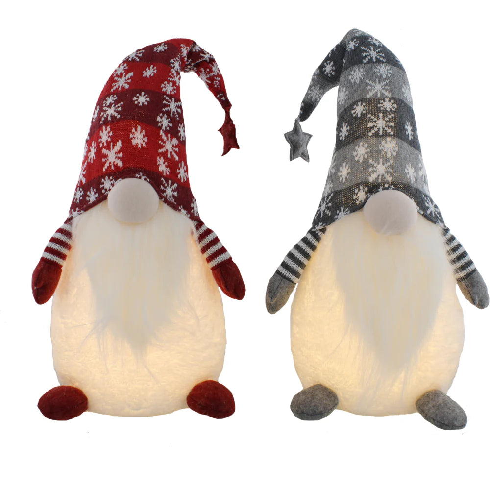 FESTIVE LIGHT UP SITTING GONK WITH SNOWFLAKE HAT 40CM