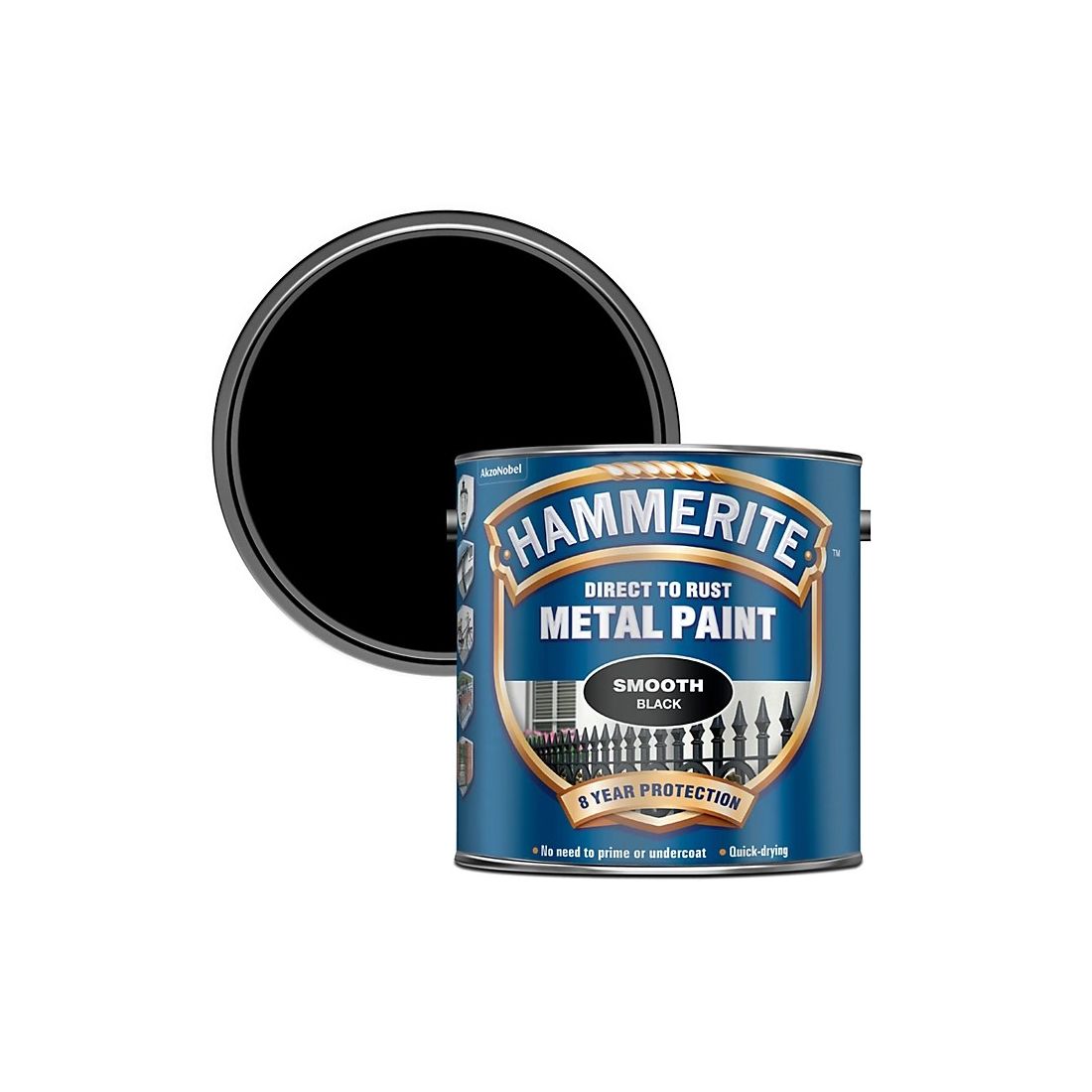 HAMMERITE METAL PAINT SMOOTH BLACK 2.5L