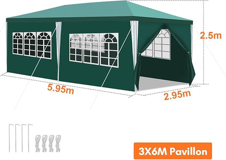 GARDEN PARTY Gazebo with side walls 3 m x 6 m
