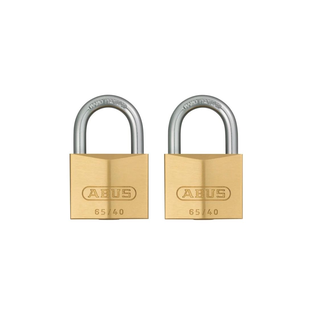 ABUS 65 SERIES BRASS PADLOCK 40MM TWIN PACK