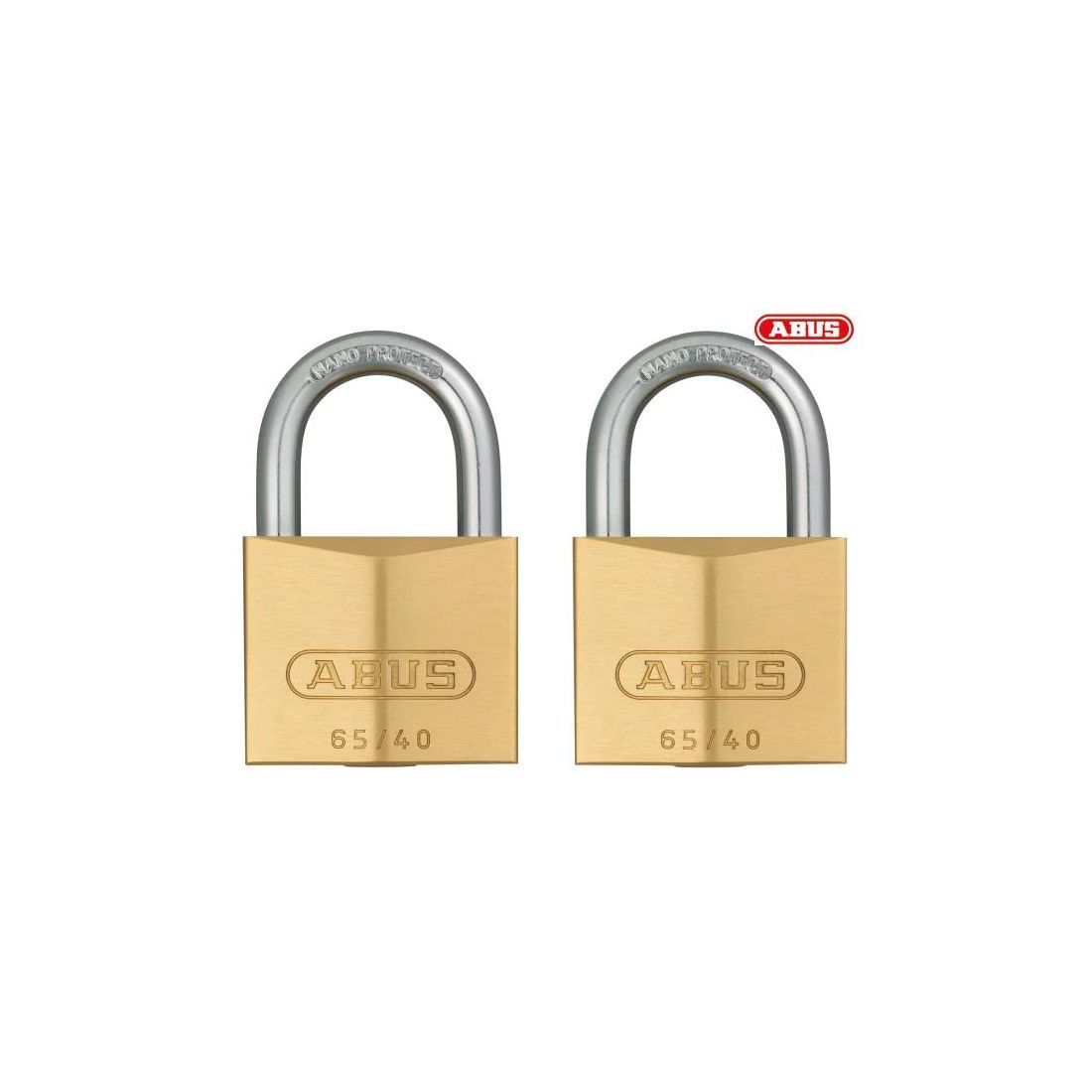 ABUS 65 SERIES BRASS PADLOCK 40MM TWIN PACK