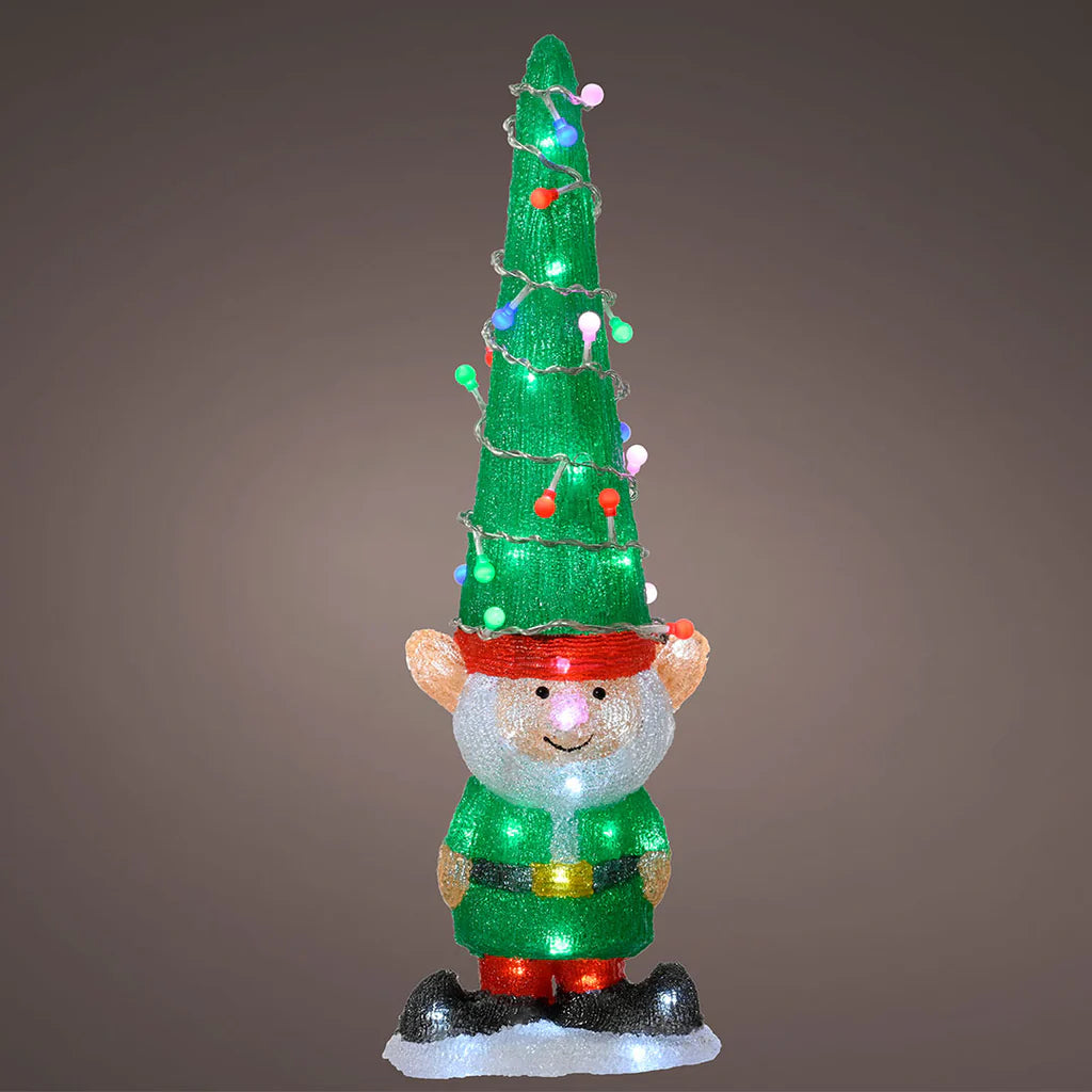 LUMINEO LED ACRYLIC ELF WITH CHRISTMAS HAT 60CM