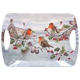XMAS LGE ROBIN TRAY