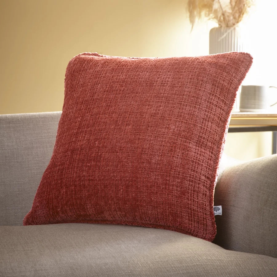 CUSHION ALBA CHENILLE TERRACOTTA 43 X 43 CM FIBRE FILLED