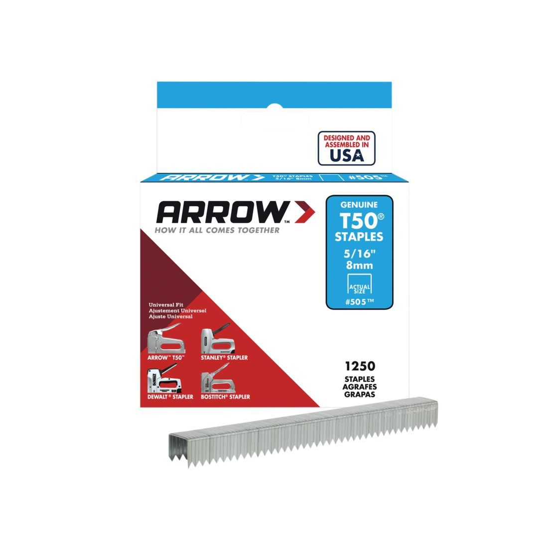 ARROW T50 STAPLES 8MM 1250 BOX