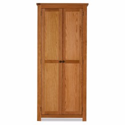 Wooden wardrobe with two doors on a white background