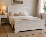 Bordeaux Pebble Grey 5ft King Bed Frame with classic panel design and wooden slat base
