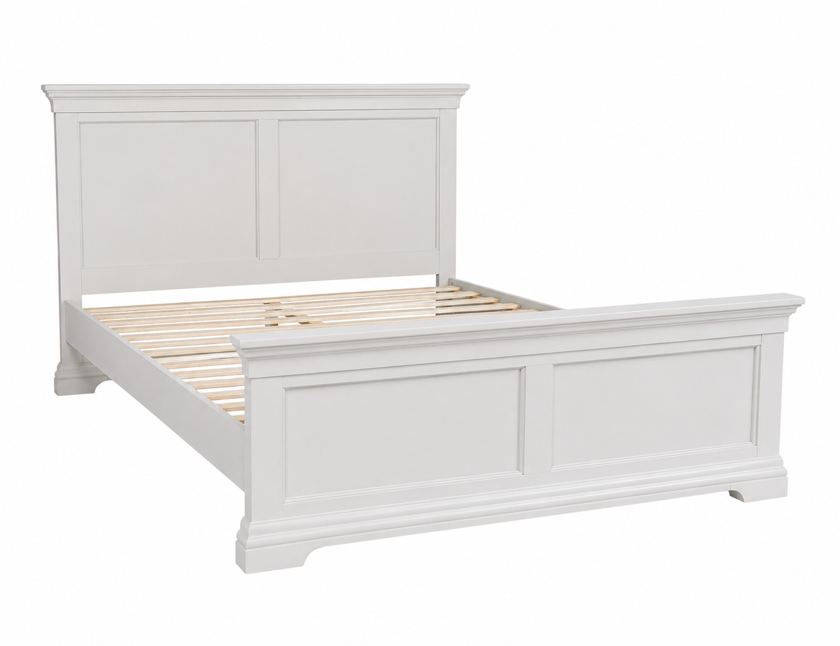 Bordeaux Pebble Grey 5ft King Bed Frame with classic panel design and wooden slat base