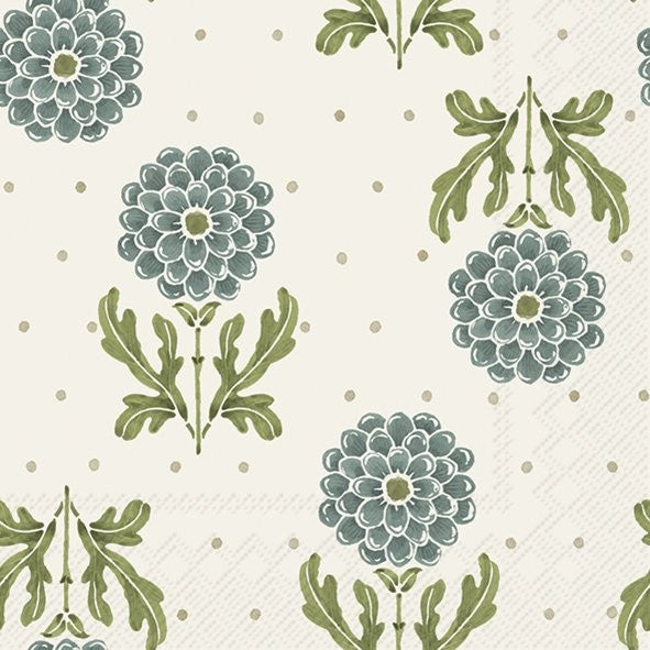 COCKTAIL NAPKINS FLOWERS BLUE