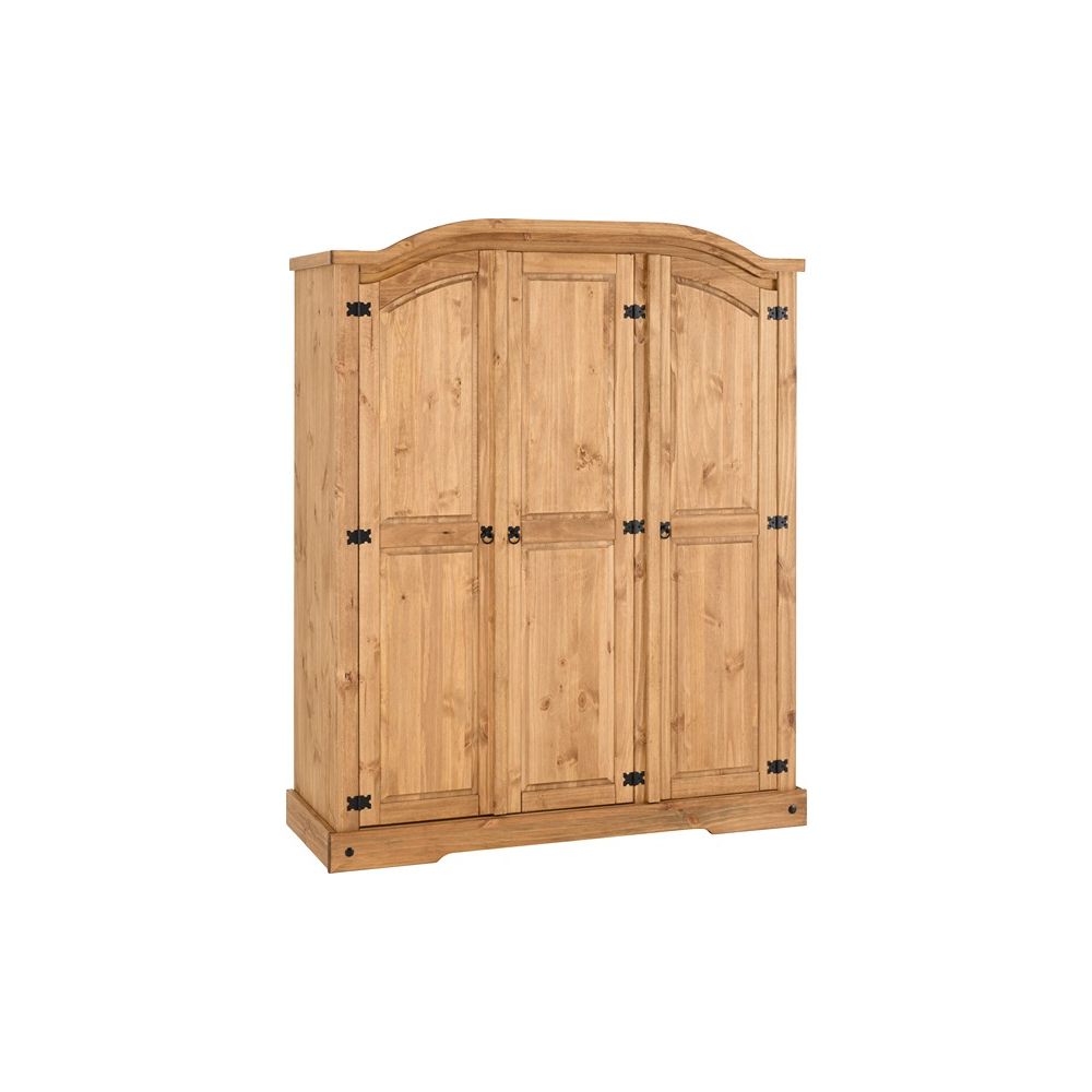 CORONA 3 DOOR WARDROBE WAXED PINE