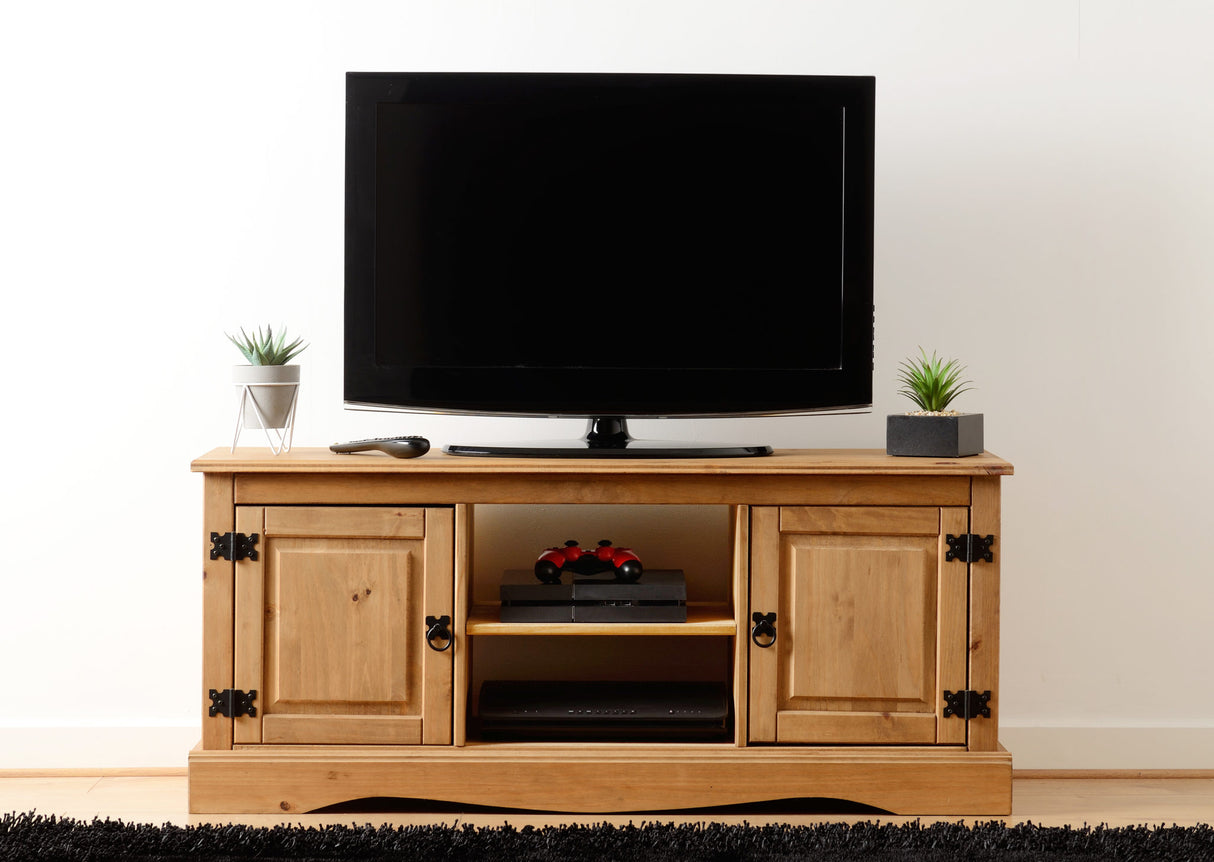 CORONA TV CABINET DISTRESSED WAXED PINE