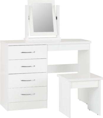 Nevada White Gloss Dressing Table Set