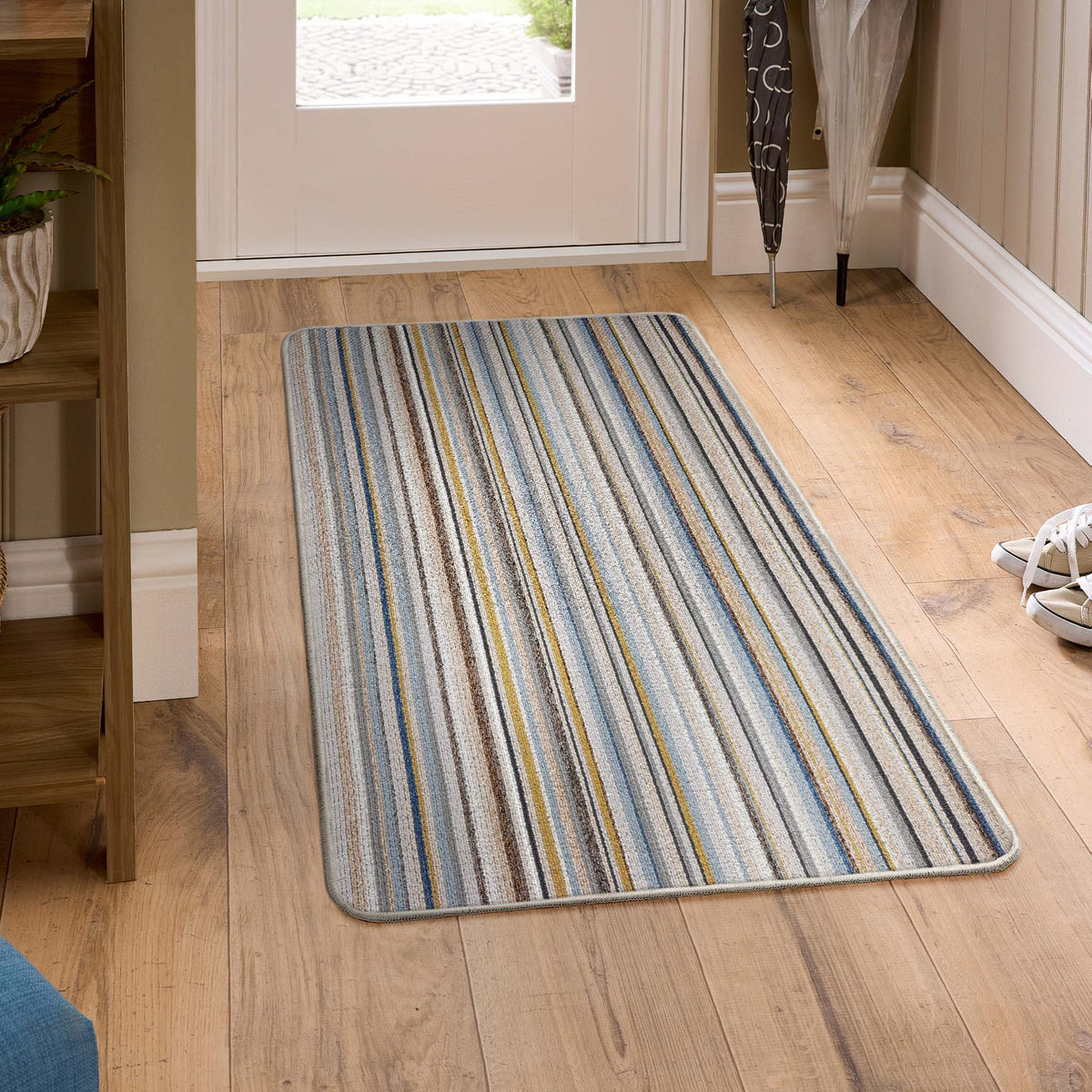 MAT  MULTI STRIPE NATURAL RUNNER 67 X 150 CM