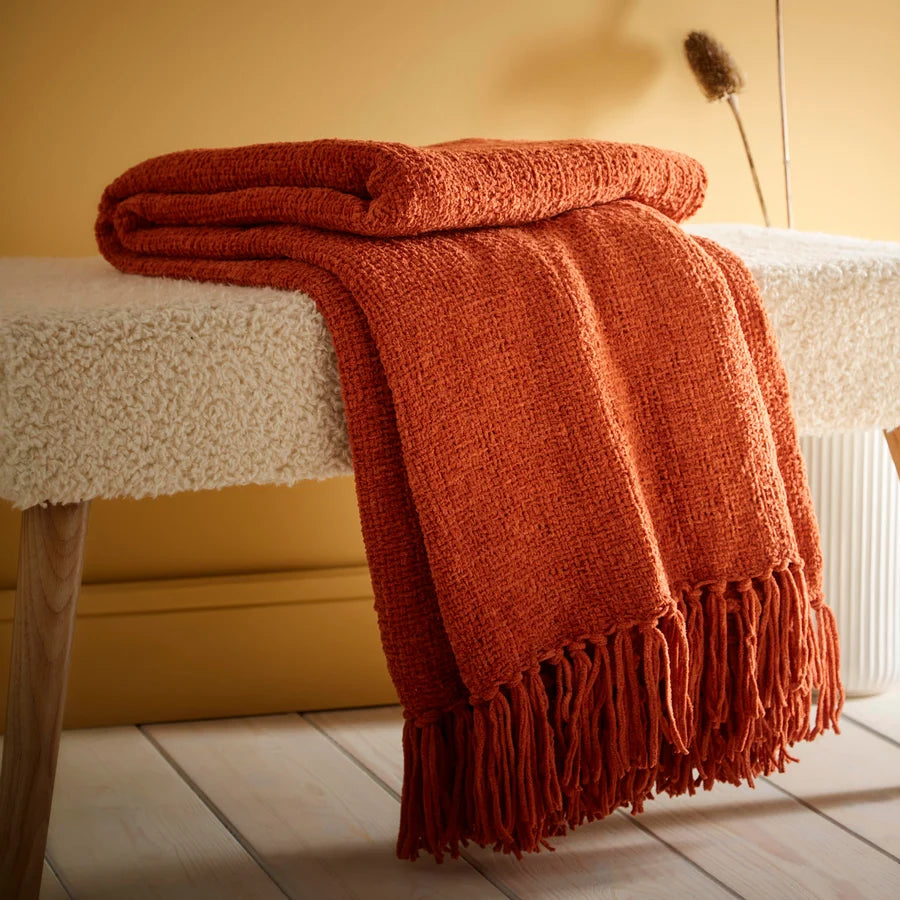 THROW CHENILLE TERRACOTTA 130 X 180 CM