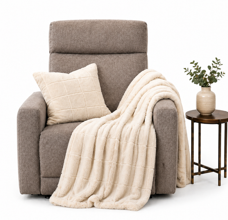 Como Recliner chair with faux fur blanket 
