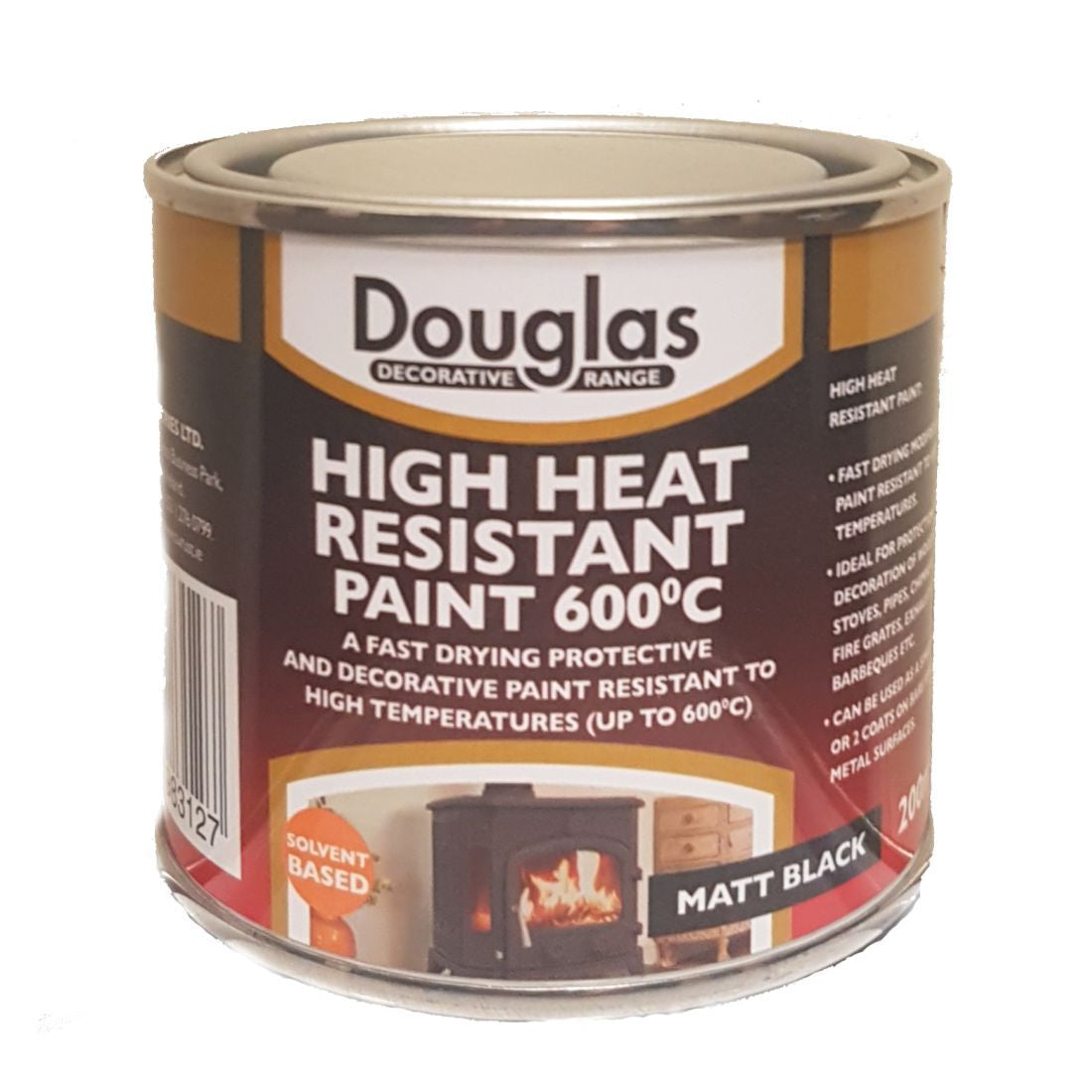 DOUGLAS HIGH HEAT RESISTANT BLACK PAINT 600C 200ML