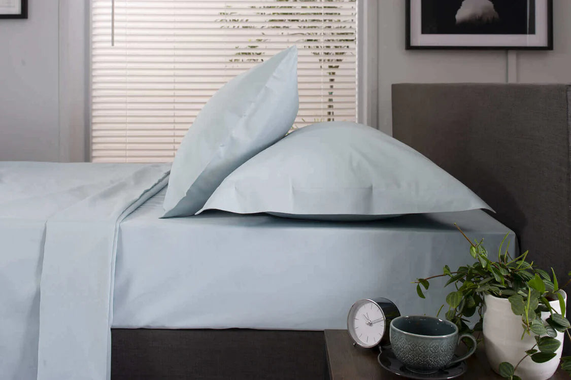SHEET FITTED  DOUBLE 100% COTTON BLUE