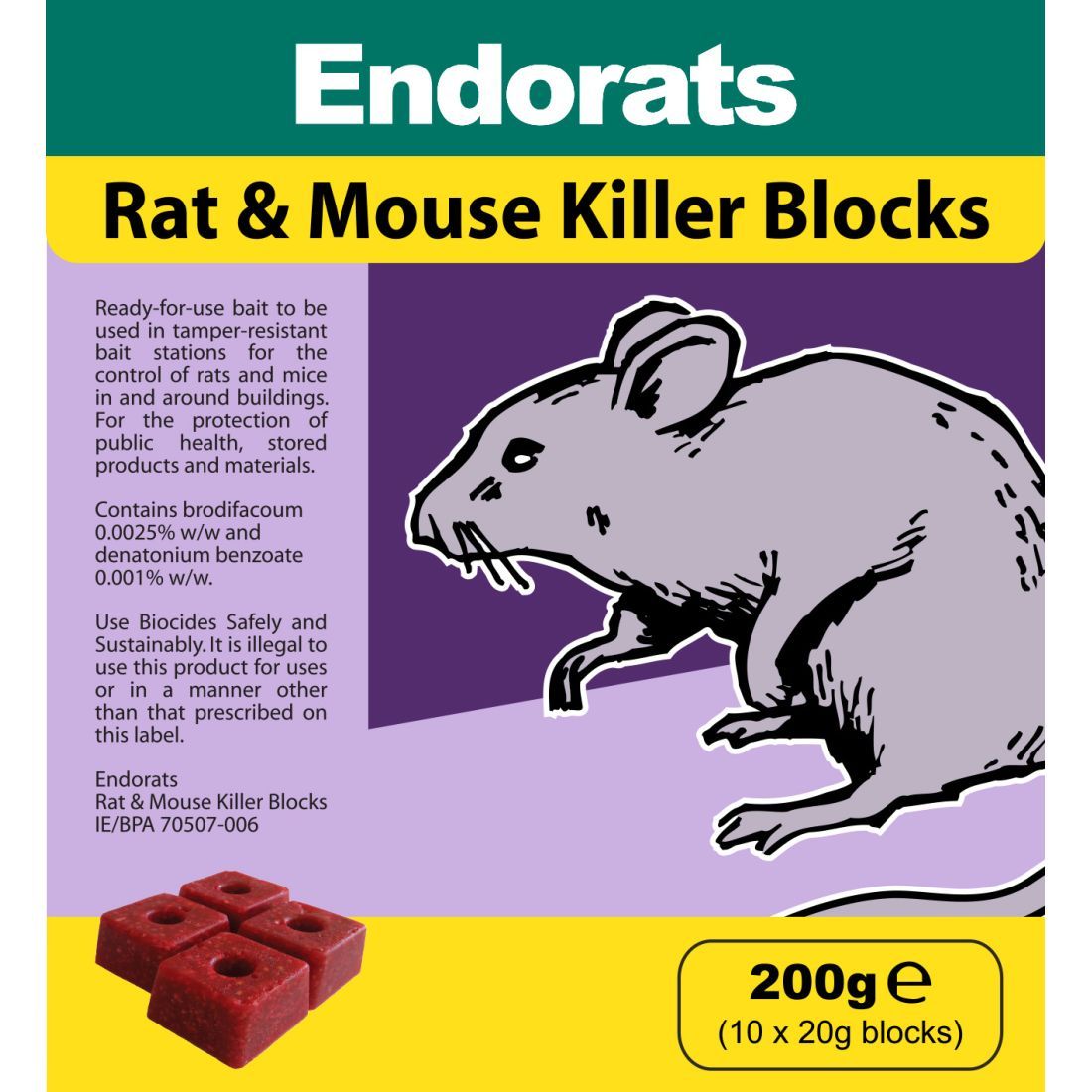ENDORATS RAT & MOUSE BLOCK 200G