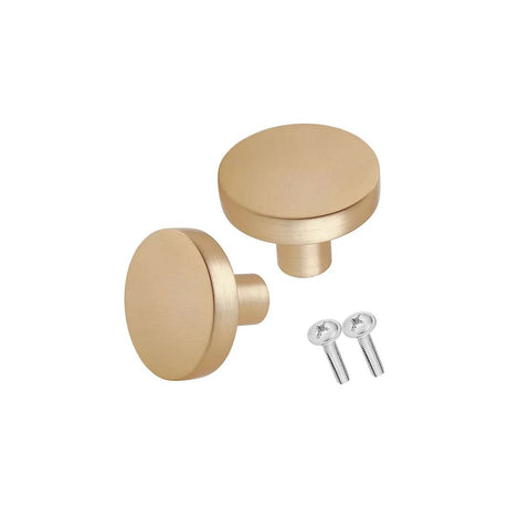 Headbourne Decorative Knobs Classic Brushed Brass 32mm Pack of 2