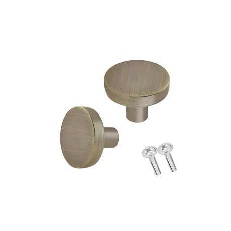 Headbourne Decorative Knobs Classic Antique Brass 32mm Pack of 2
