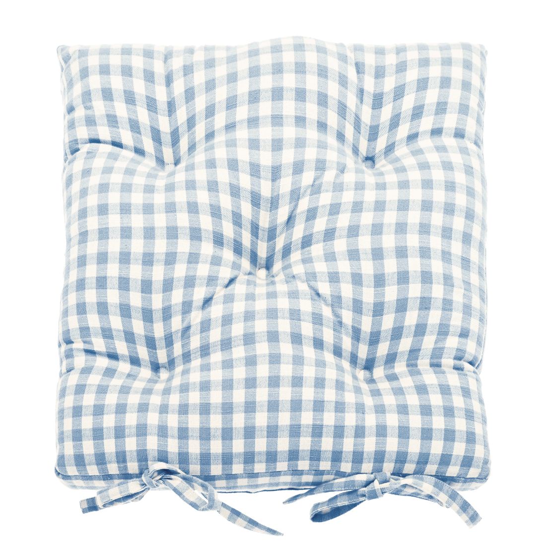 SEAT PAD BLUE GINGHAM 38 X 38 X 5 CM
