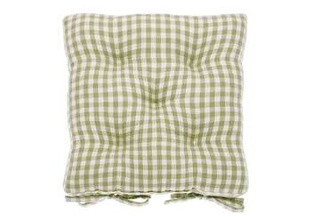 seat pad with ties gingham pale olive