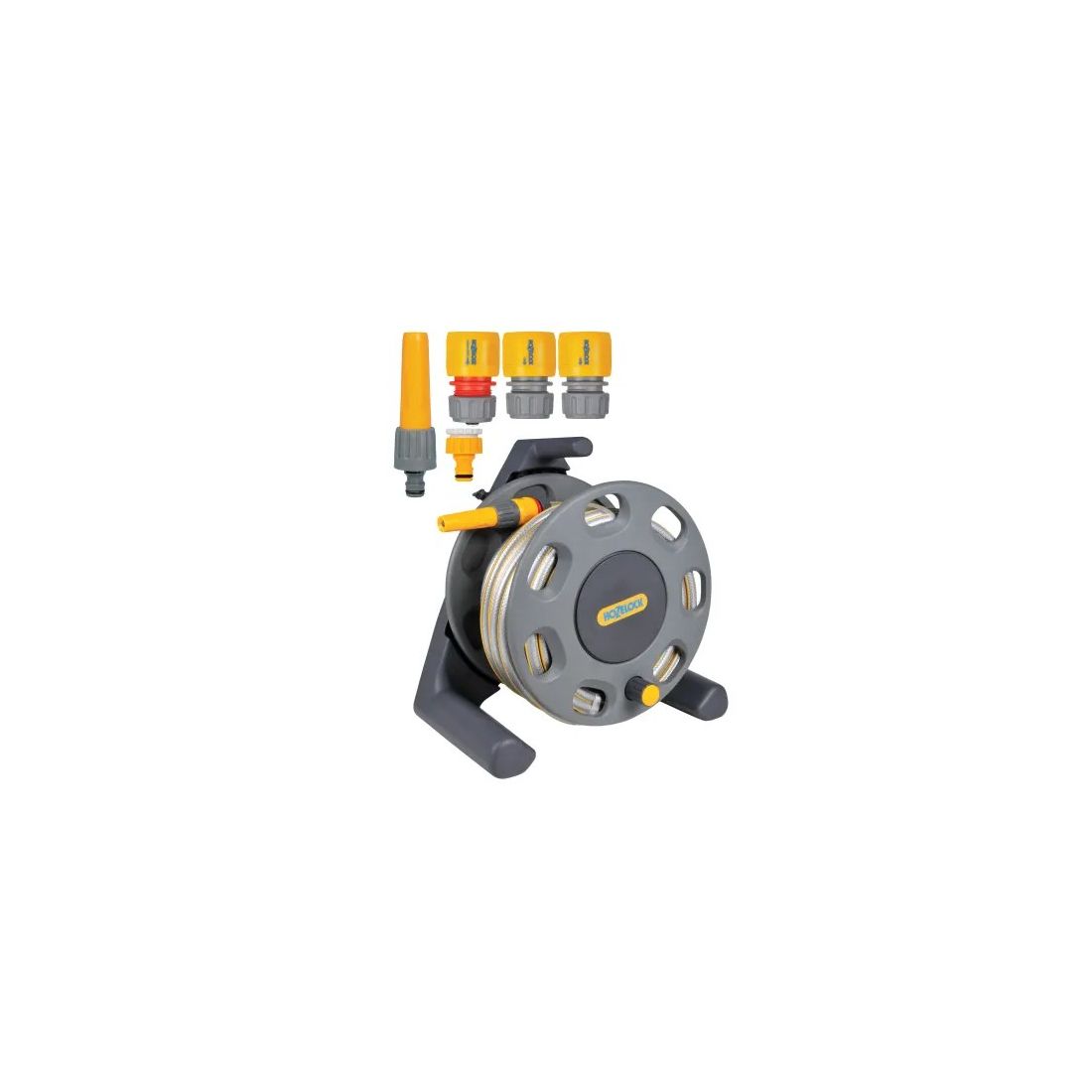Hozelock 2412P 30m Freestanding Compact Hose Reel + 25m of 12.5mm Hose
