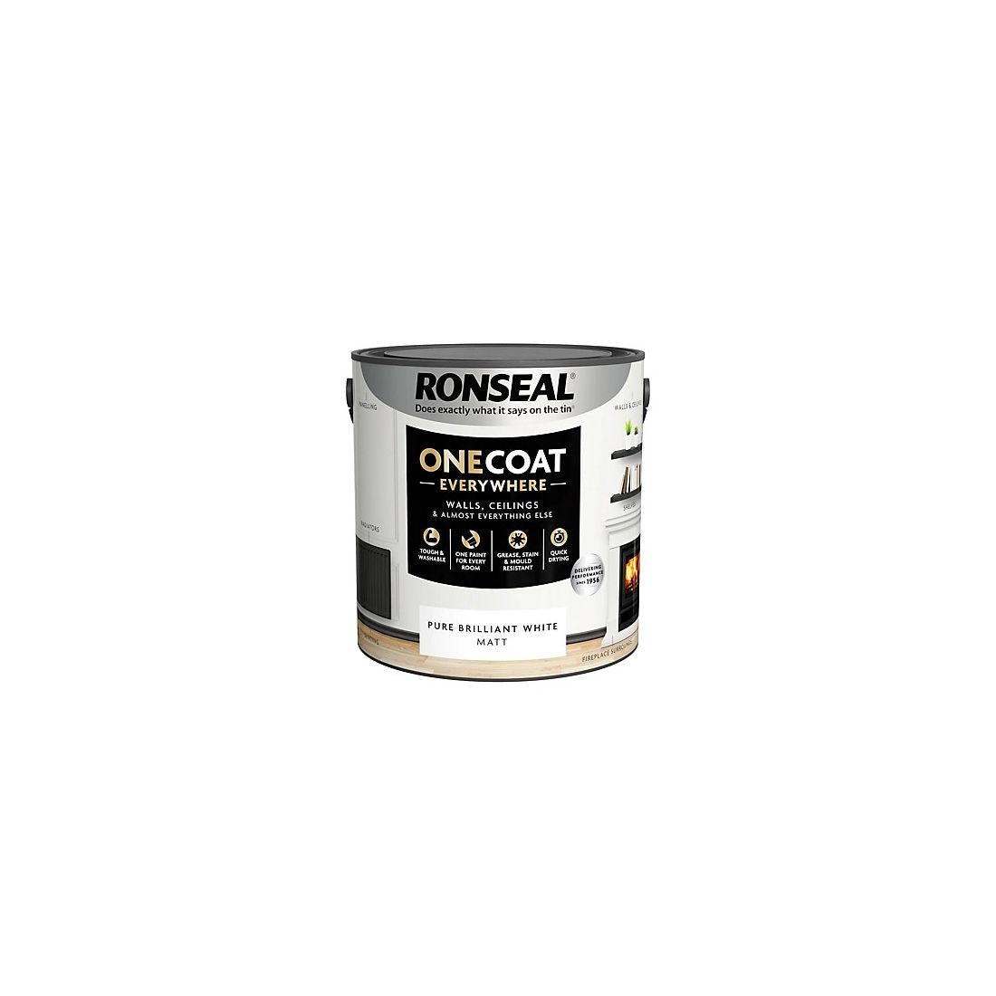 RONSEAL ONE COAT EVERYWHERE PAINT PURE BRILLIANT WHITE MATT 2.5L