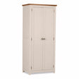 White wardrobe with wooden top on a white background
