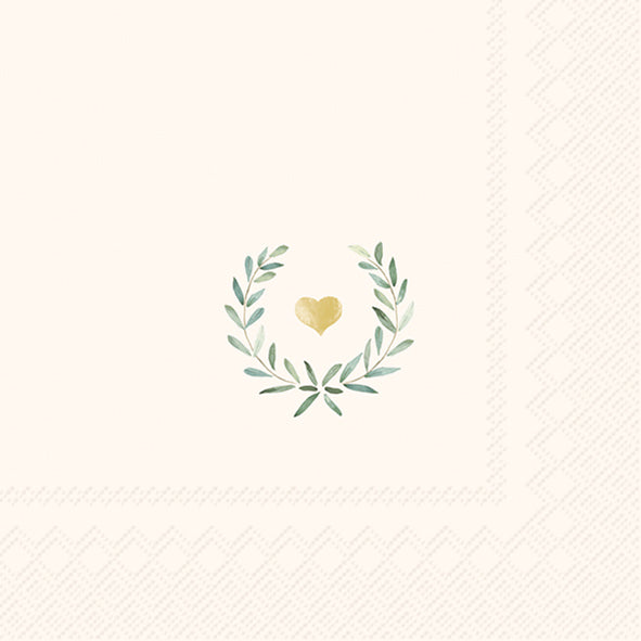 NAPKINS LUNCH LAUREL WREATH HEART