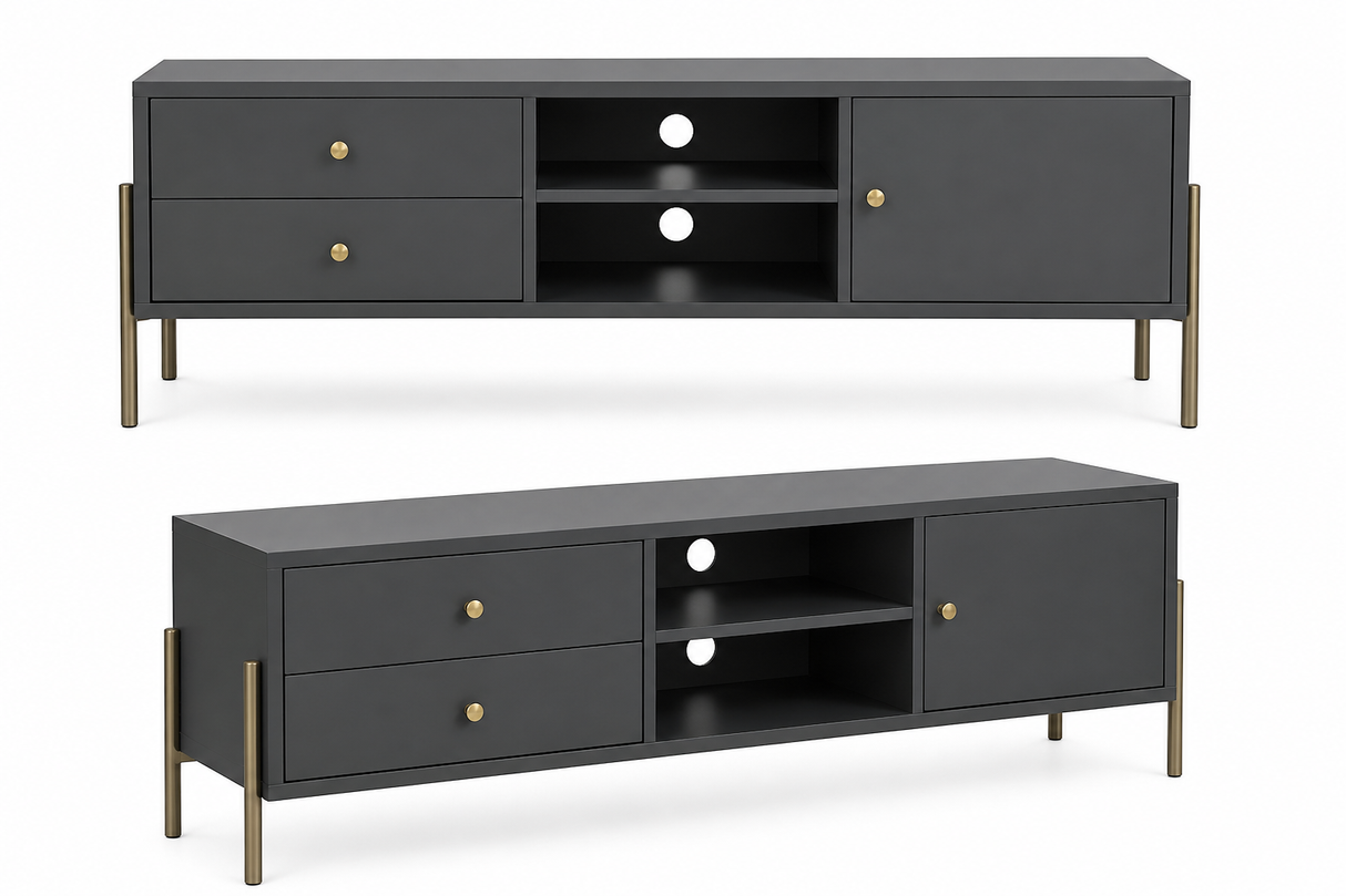 Madrid TV Unit 1200 – Grey & Gold Modern TV Stand