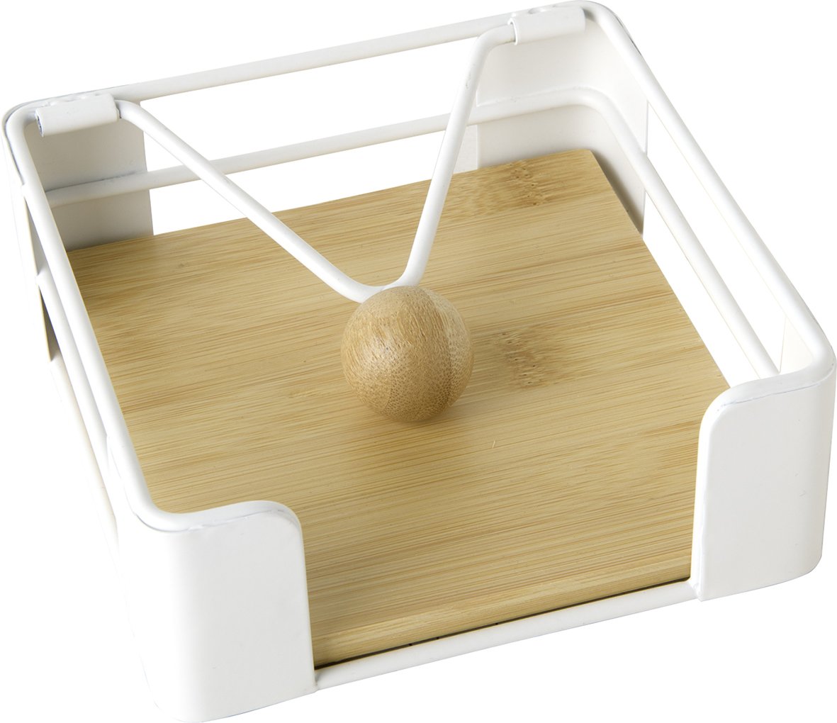 Napkin holder cocktail white metal /wood