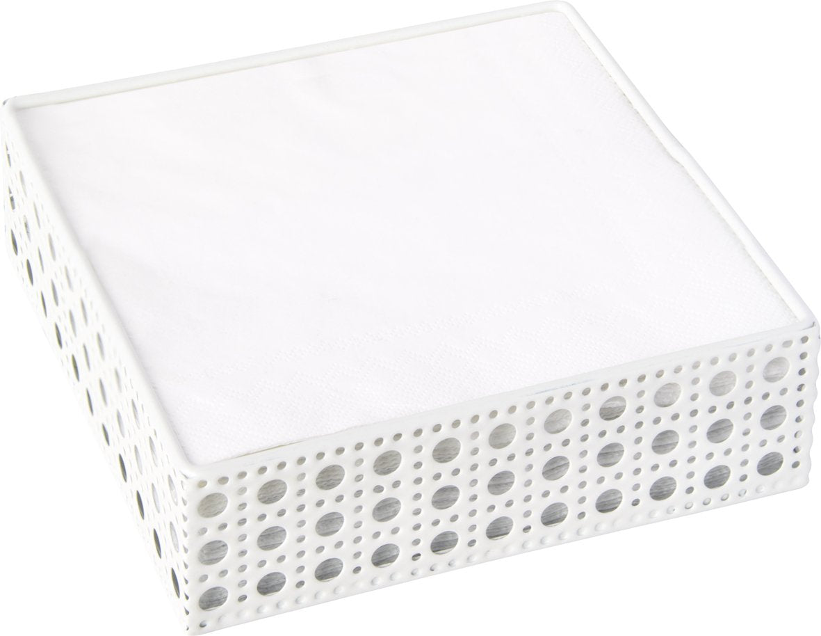 NAPKIN HOLDER WHITE WIRE COCKTAIL SIZE