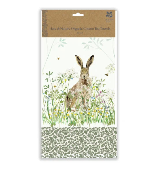 HARE AND NATURE SET OF 2 TEATOWEL
