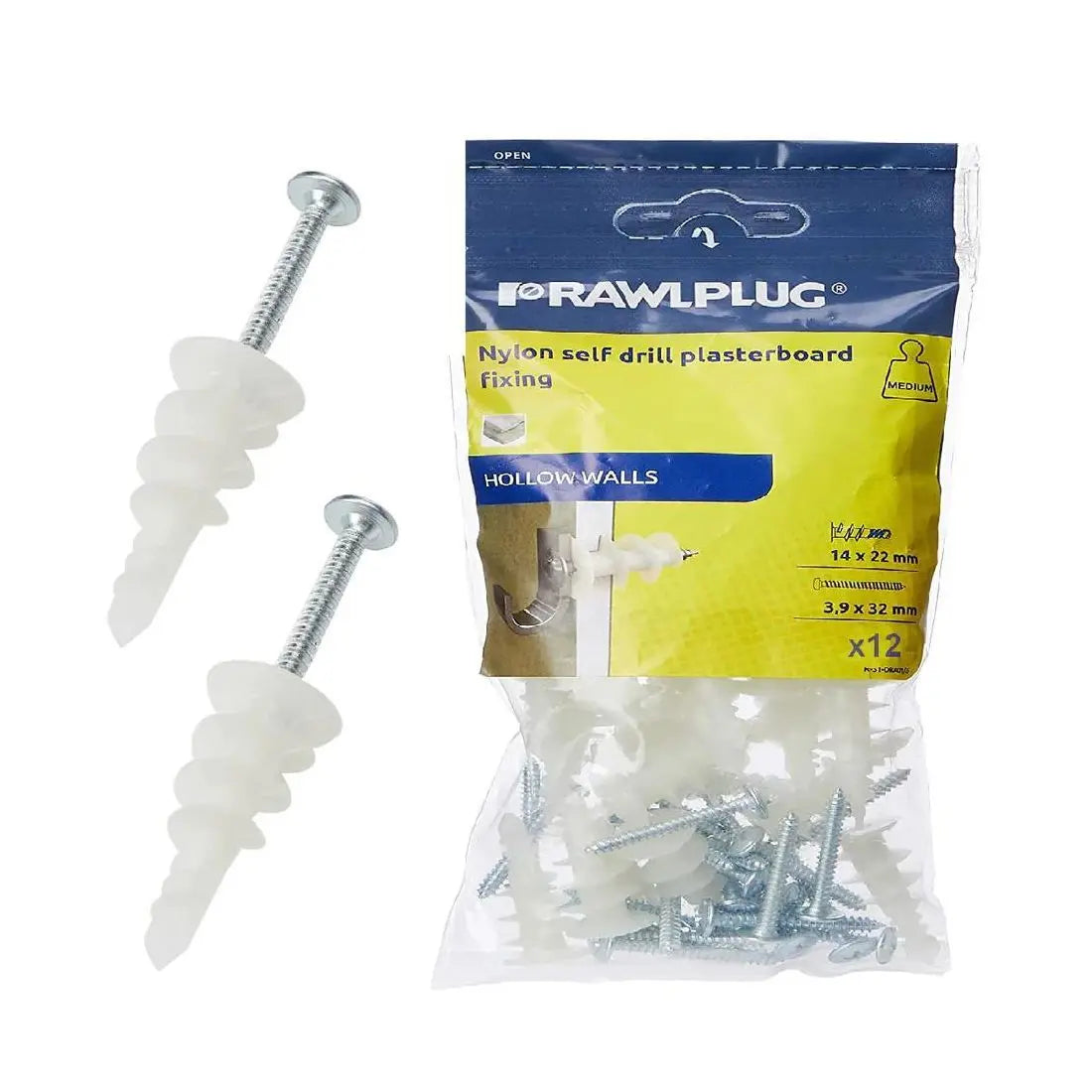 Rawlplug Nylon Plasterboard Fixings Pack of 12 RAWLPLUG