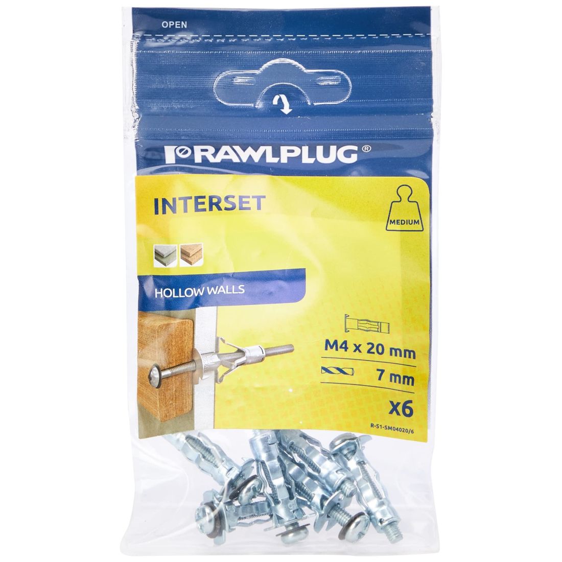 Rawlplug Hollow Wall Anchor M4 x 20mm Pack of 6