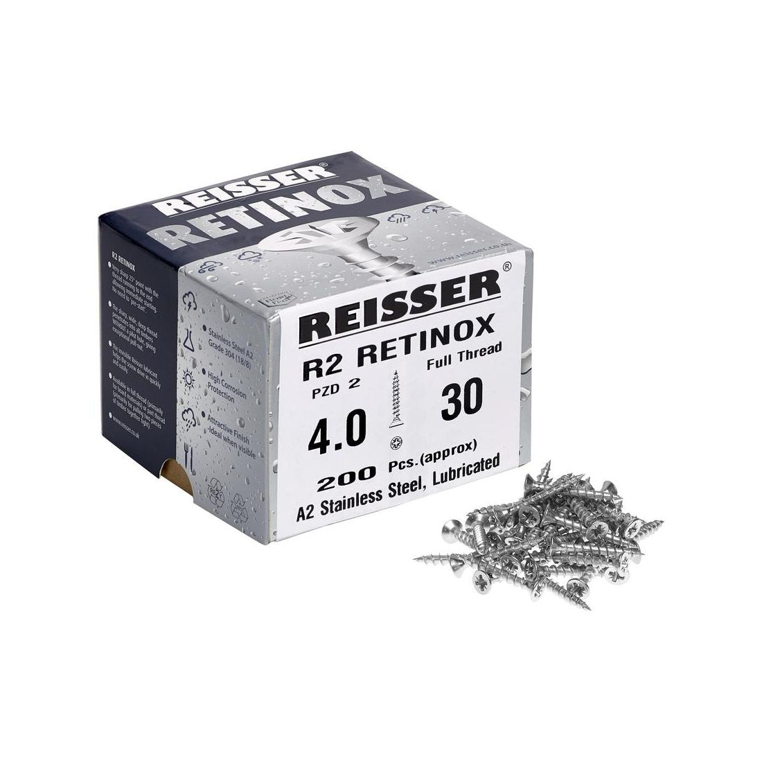 REISSER RETINOX A2 STAINLESS STEEL SCREWS 200 BOX
