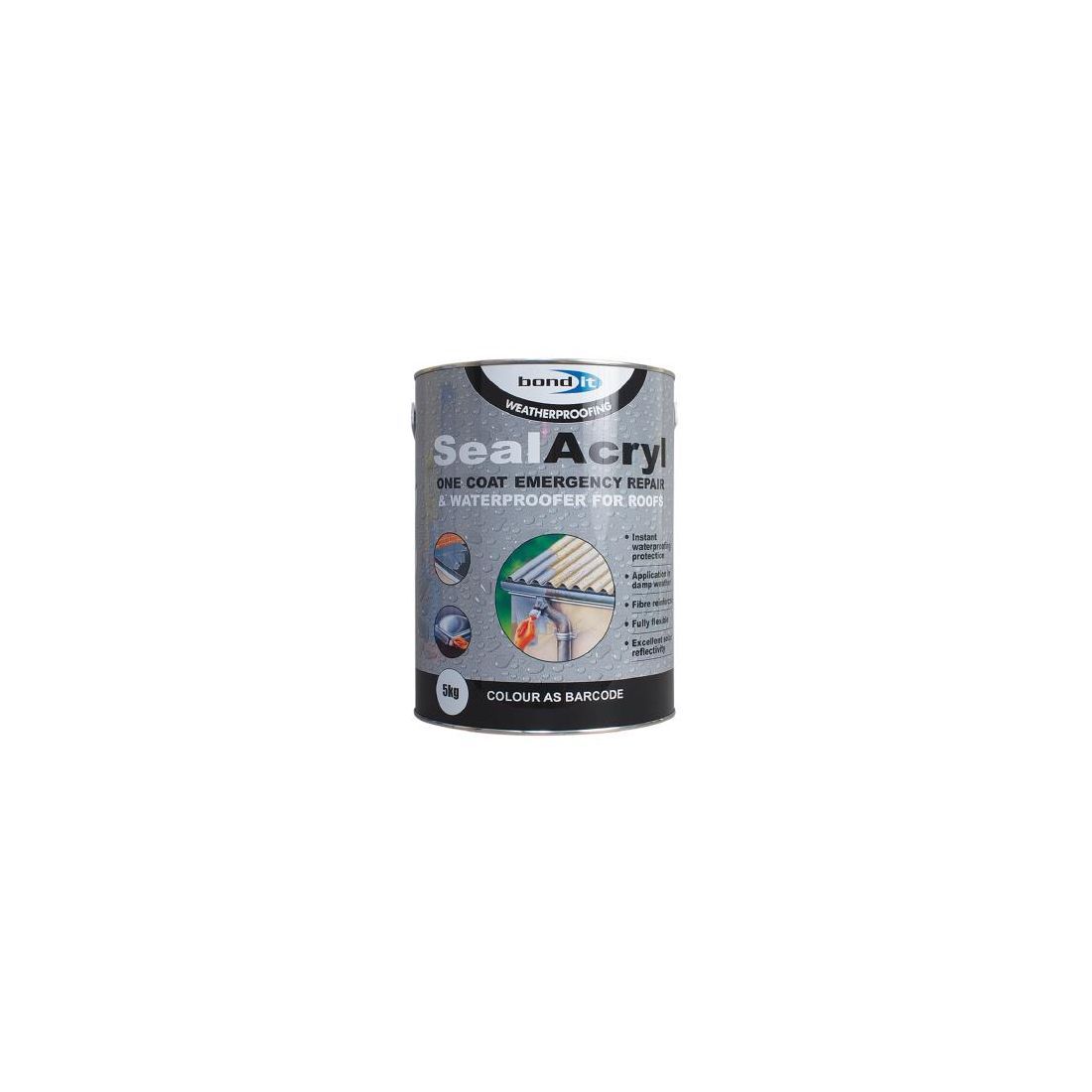 SEALACRYL 5KG GREY FIBRE REINFORCED ROOF COATING