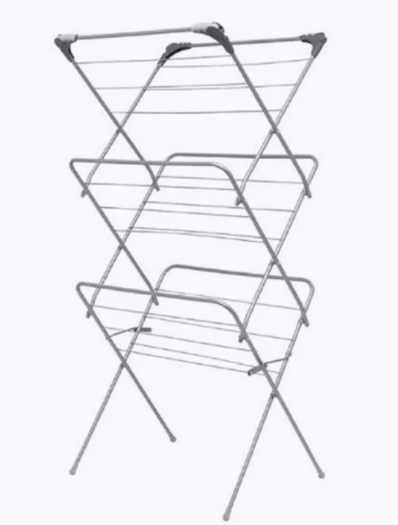 3 TIER AIRER WITH HOOKS GREY/BLUE