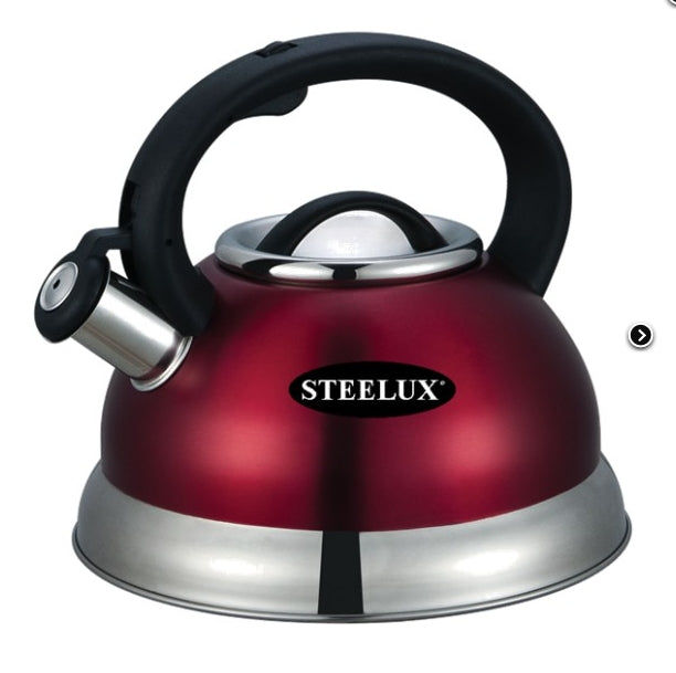 STEELUX RED WHISTLING KETTLE